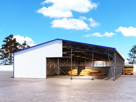 Напольное зернохранилище размером 24х51 м